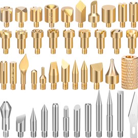 Lothee 43 Pcs Wood Burning Tips Kit, Wood Burning Letters Numbers Alphabet Stamps Stencils Templates for Embossing Branding Crafts Personalization Tools Gift for Dad(Different Shape)