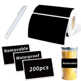 Starboling Chalkboard Labels,200 Pcs 3x2inch Square Label Chalk Stickers with White Chalk Marker,Reusable Waterproof Blackboard Stickers,for Jars,Bottles,Storage Bins