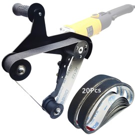 Belt Sander Adapter for Angle Grinder,Pipe Tube Polishing Sanding Attachment, US 5/8-11 Thread,Professional Polishing Tool for Rust Removal,Metal Working,Woodworking (20Pcs Belts).