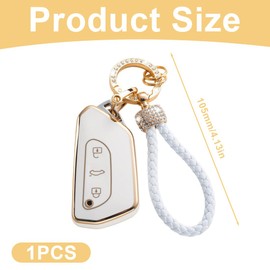 HQRKOTM 1 x Car Key Case Key Cover for 2020-2022 VW Golf 8 ID.3 ID.4 Seat Leon Tarraco Ateca Formentor Leon 3 Buttons Car, a