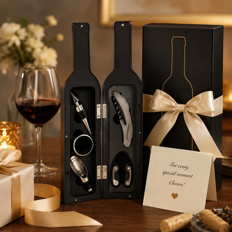 Wine Opener Gift Set for Entertaining – 5-Piece Stainless Steel
