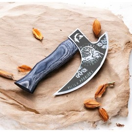 Viking Pizza Cutter Axe Viking Odin Hatchet Pizza Axe Mini Axe, Pizza Cutter, Small Camping Axe, Small Axe with Premium Leather Sheath Cover (Black Handle)