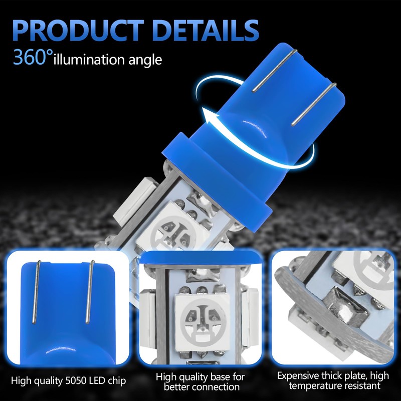 wuyaoyao 10PCS 194 LED Light Bulb, 6000K T10 168 W5W