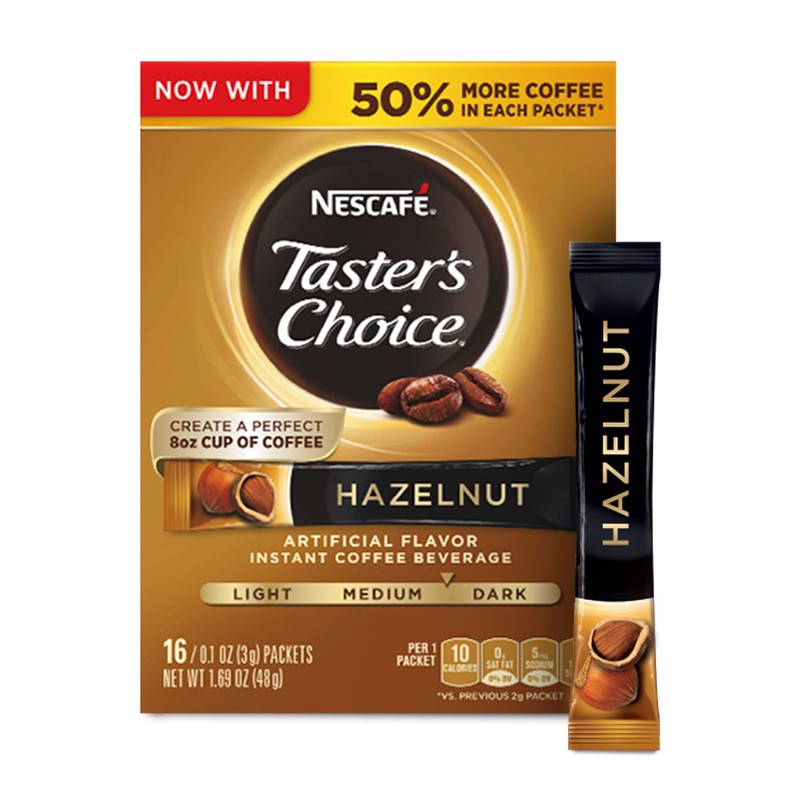 Nescafé, Taster's Choice, Instant Coffee Beverage, Hazelnut, 16 Packets, 0.1