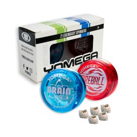 Yomega 2 Legendary Spinners The Original Yoyo with A Brain and Fireball Transaxle Yo-Yo for All Level String Trick Play + 5 Extra Strings (Fireball Red-Brain Blue)