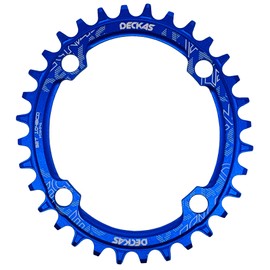 DECKAS Round Oval 104BCD 32T 34T 36T 38T Narrow Wide Chainring Single Chainring for 6/7/8/9/10/11/12-Speed (Oval Blue, 38T)