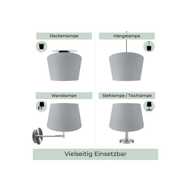 Wogati® Premium Lampshade, E14/E27, Cotton, Various Sizes and Colours, Colour: