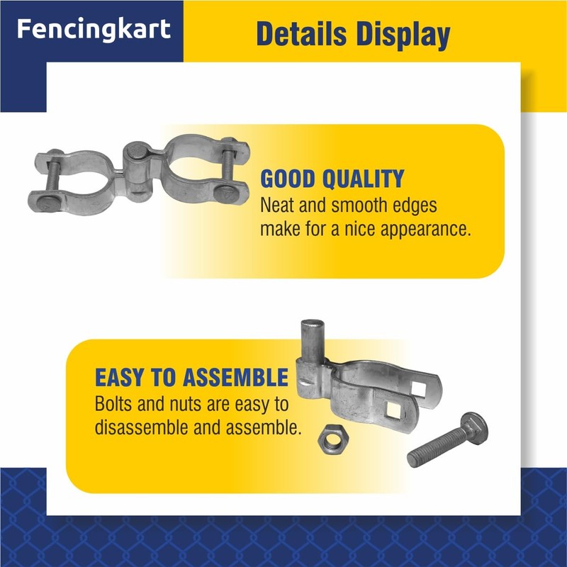 FENCINGKART Chain Link Fence Gate Hinge Kit,1-5/8 x 1-5/8 inch