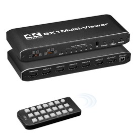 6x1 Quad Multi-Viewer 6 in 1 Out HDMI Seamless Switcher - 1080P HDMI HUB Switcher for Multiple Inputs Splitter