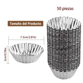 50 Piezas Mini Moldes para Tartas de Huevo de Aluminio – Molde para Hornear Repostería, Ideal para Tartaletas y Postres Pequeños