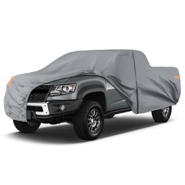 Waterproof Truck Cover Compatible with Chevy Colorado Crew Cab Long Bed 6.1ft, 10 Layers Truck Covers with Inner Cotton and Windproof Bands, Zipper Door for Snow Rain Protection