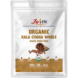 Jai Ho Certified Organic Kala Chana 4 lb | Brown Chickpeas Lentils USDA Organic | Non-GMO | Chemical-Free | Premium Quality Kosher | 4 Lb (Kala Chana)