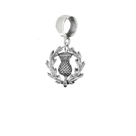 pp-g53 Scottish Thistle fine lead free English Pewter charm fitted to a bail with 5mm Hole add to Bracelet or necklace