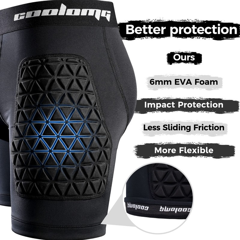 COOLOMG Boys Padded Compression Shorts with Groin Cup Youth Athletic