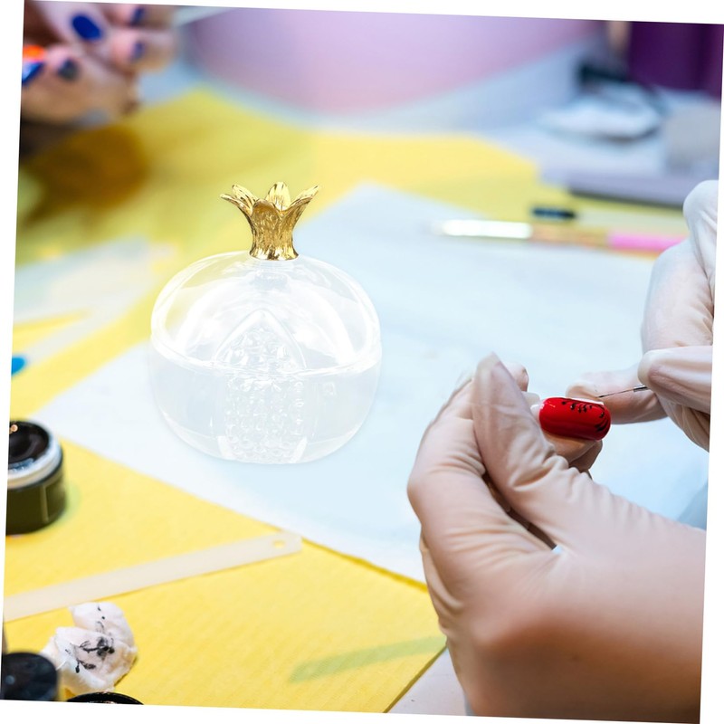 FUNOMOCYA Crystal Nail Art Cup Pomegranate Lid Dappen Dish for