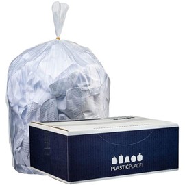 Plasticplace 12-16 Gallon Trash Bags │ 1.0 Mil │ Clear Tall Garbage Can Liners │ 24" x 31" (250 Case)