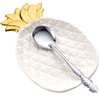2 Pcs Pineapple Spoon Rest and Spoon Set, Ceramic Spoon