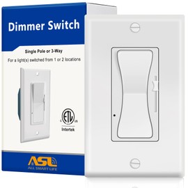 AIIsmartlife Dimmer Switch for Dimmable LED Lights, Single Pole or 3 Way, Universal Lighting Control for LED, CFL Lamps, Halogen and Incandescent Bulbs, ETL Listed，White