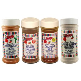 Bolner's Fiesta Mexican Meat Seasonings Variety Bundle: (1) Southwest Fajita, (1) Carne Guisada, (1) Chorizo and (1) Menudo
