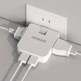 Thin Corner Tap for Home Appliances, USB Outlet, Thin, 2 AC Outlets, 1400 W, 2.4 A, Power Strip with USB Outlet, Thin, PSE Certified, Dust Proof Shutter, Octopus Wiring, Small, Smartphone, Octopus