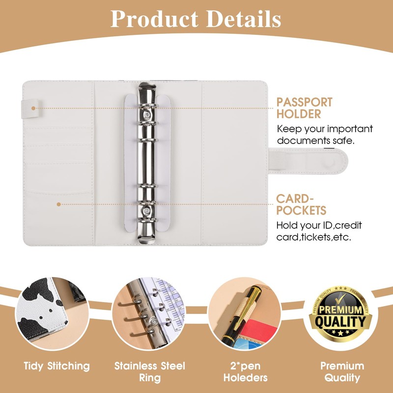 A6 Budget Binder with Zipper Envelopes,Leopard Print Money Organizer for