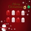 Christmas Press on Nails Short Square Fake Nails Red Glitter