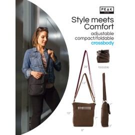 Peak Gear Crossbody Travel Purse with RFID Blocking Pocket and Lifetime Recovery Service. Versatile and Stylish Nylon Shoulder Bag | Mocha