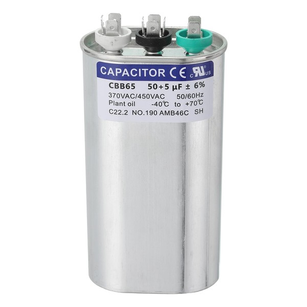PATIKIL CBB65 Capacitor, 50+5uF 370-440 VAC 50/60Hz Aluminium CBB65 Air