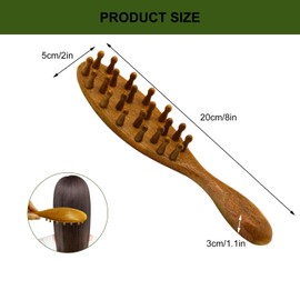 Dragon & Phoenix Sandalwood 22 Nails Long Handle Massage Comb, Fine Workmanship Wooden Massage Comb Supplies, Moderate Size Comfortable to Hold Suitable for Hair Care