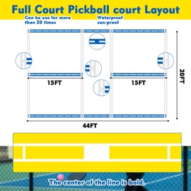 Joyfolk PP Plastic Court Line Marking Kit 44x20 ft - Full Size Reusable Paddle Sport Court Template, Waterproof Durable Stencil for Outdoor & Indoor Use, Easy Layout with Accessories Included