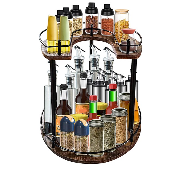diceevil Lazy Susan Organizer Spice Rack, Wood 11.8 Inch 2