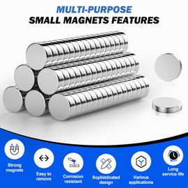MAGABALLNET Pack of 100 Small Magnets Strong Fridge Magnets 10 x 2 mm / 0.39 x 0.079 in Mini Round Magnets, Strong Magnets for Whiteboards, Magnetic Boards, Refrigerators, Crafts