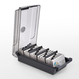 Senbaler Business Card Holders with Dividers and AZ Index Tabs,Business Card Organiser Box for 500 Cards,Desktopcard Index Card Box