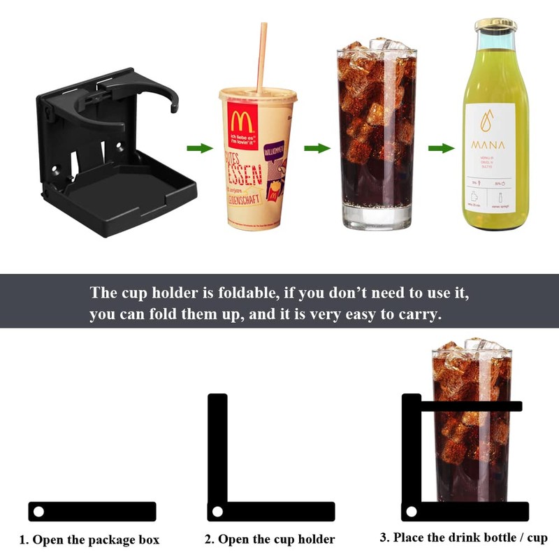 Adjustable Folding Drink Cup Holder with Screws Universal Bottle Holder
