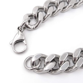 Steelmeup Stainless Steel Simple Curb Cuban Link Chain Bracelet For Men 12mm 8inch