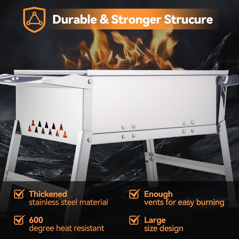 FIRINER Foldable Portable Charcoal Grill, Small Compact Outdoor BBQ Grill