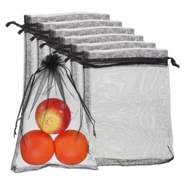uxcell 20Pcs Fruit Protection Bags, 15.7x11.8inch Garden Netting Cover Bag with Drawstring Bird Barrier Bags for Plant Fruit Flower Vegetable, Black