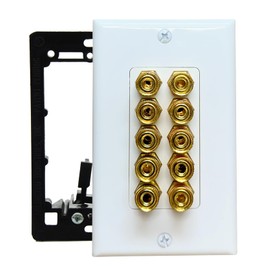 DIYTECH 5 Speaker Wall Plate, Home Theater Wall Plate, Gold Plated Binding Posts, Speaker Wall Plates, for Home Theater Wall Speaker Plate Setup
