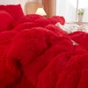HAIHUA Red Fluffy Twin Comforter Cover Set，Faux Fur Red Girls