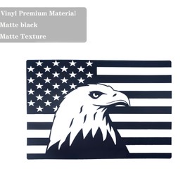 Alicatong Compatible with Jeep Gladiator JT 2020 2021 2022 2023 2024 Rear Middle Back Center Sliding Window American US Flag Vinyl Decals Accessories Matte Black(Eagle)