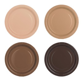 AimFun 24Pcs Brown Paper Plates Gradient Brown Party Plates 4 Colors 7”Disposable Round Dessert Plates for Birthday Holiday Thanksgiving Gathering Party Supplies