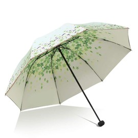 Sun and Rain Umbrella SPF 50+ Folding Travel Sun Umbrella Anti-UV Protection Parasols Windproof Double Layer Umbrella (Green)