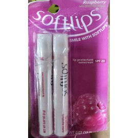 Softlips Raspberry SPF20 Value Pack Lot of 3 Twin-Packs Softlips Lip Protectant Balm, Sunscreen SPF 20, Raspberry