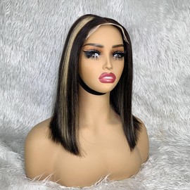 GZAmber 5x5 Closure Bob Wig Human Hair Straight Bob Lace Wigs 12 inch Human Hair Short Bob Wigs for Black Women 180% Density Glueless Wigs Pre Plucked with Baby Hair (P1B/27)