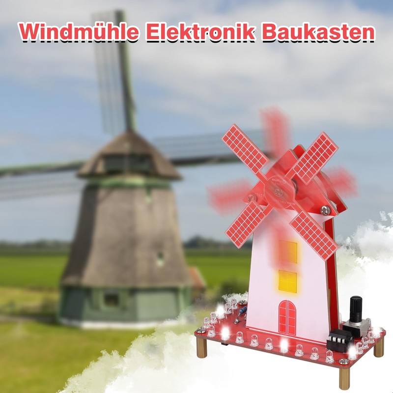 DIY Windmill Soldering Kit, ElektoLoter LED Windmill Electronic Construction Kit
