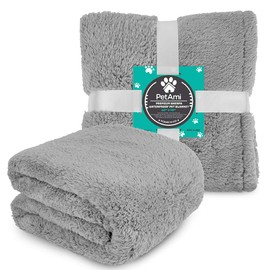 PetAmi Fluffy Waterproof Dog Blanket Fleece | Soft Warm Pet Fleece Throw for Large Dogs and Cats | Fuzzy Furry Plush Sherpa Throw Furniture Protector Sofa Couch Bed (Light Grey, 40x60)