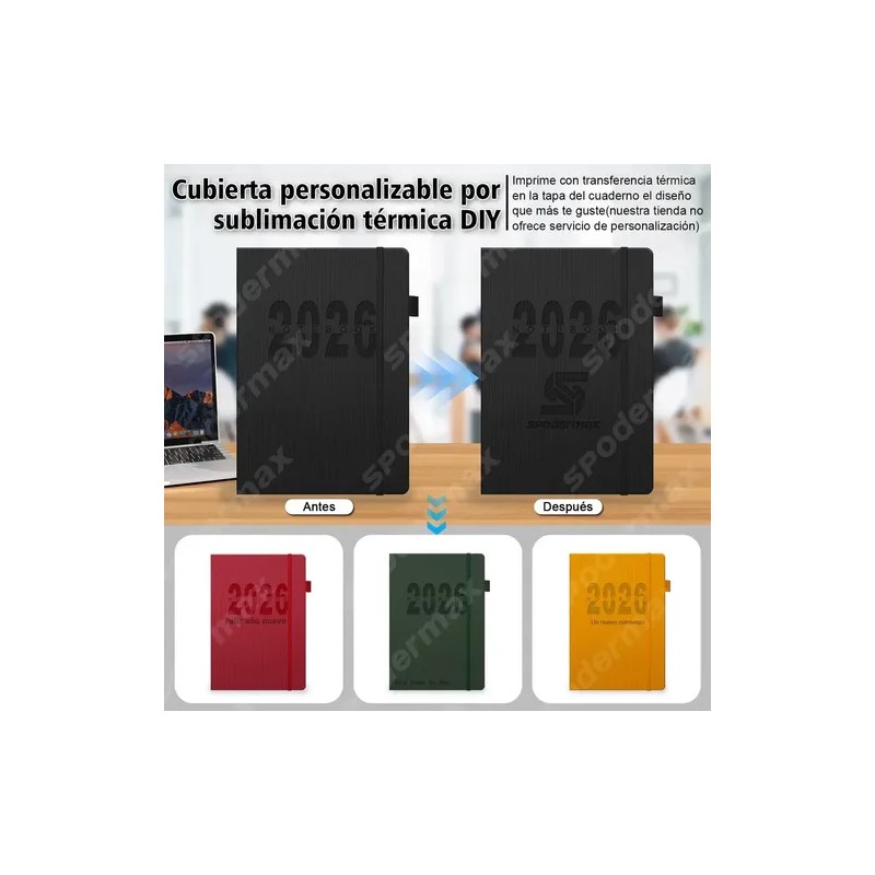 Agenda Diaria 2026 A5 Pasta Dura 320 Hojas Personalizable