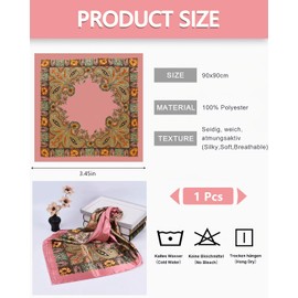 AORHOFJ Pack of 1 Headscarf, Silk Scarf for Women - 90 x 90 cm Large Square Elegant Scarves Scarf for Women Satin Bandana Girls Headscarf Hair Accessories Headscarf Women's Summer Bandana, orange