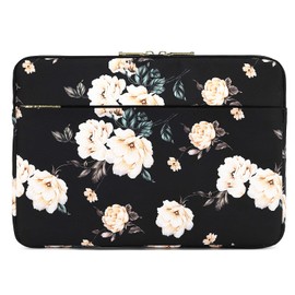 KAYOND 13 inch Laptop Sleeve, Compatible MacBook pro 14 and 12.5-13.3 inch Laptop, Water Repellent Laptop Bag,Shockproof case (13-13.3 inch, Black Peony)