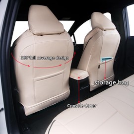 HKZ Fit RAV4 Car Seat Covers Set for Toyota RAV4 2021-2024 Prime SE,XSE & 2019 2020 2021 2022 2023 2024 2025 Hybrid/PHEV SE,XSE - 5 Seats Full Set Leather(Beige)